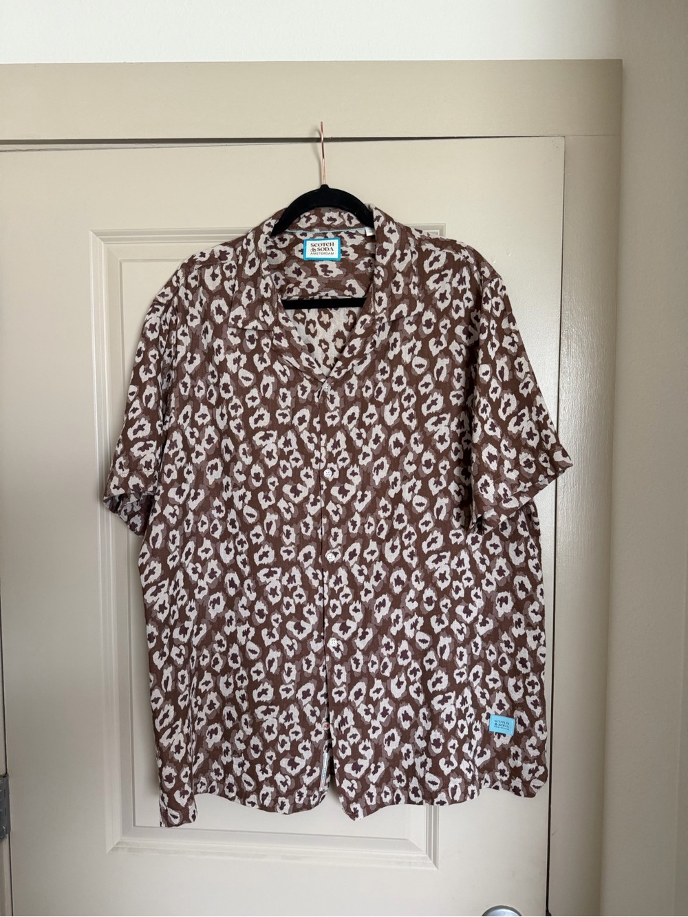 Scotch and Soda Leopard Print Short-Sleeve Shirt